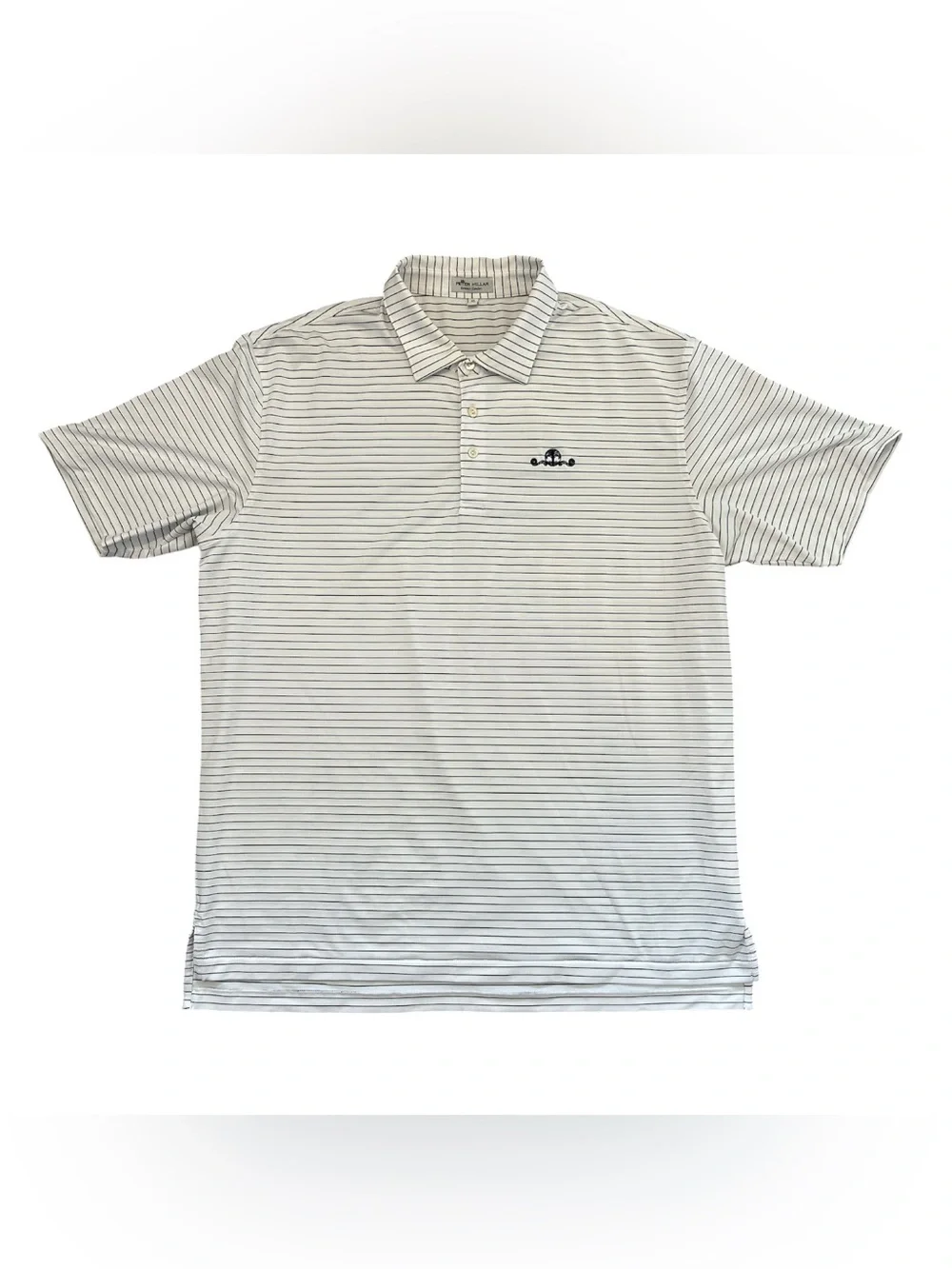 Peter Millar Summer Comfort Polo Shirt XL White Navy Striped Golf Performance